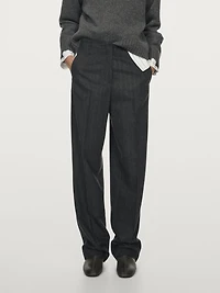 Striped wool blend trousers