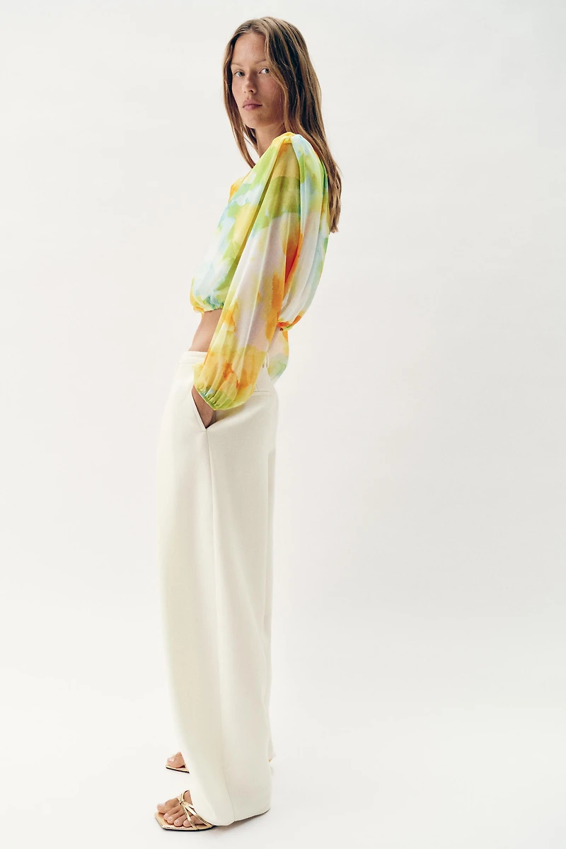 PRINTED CROPPED BLOUSE