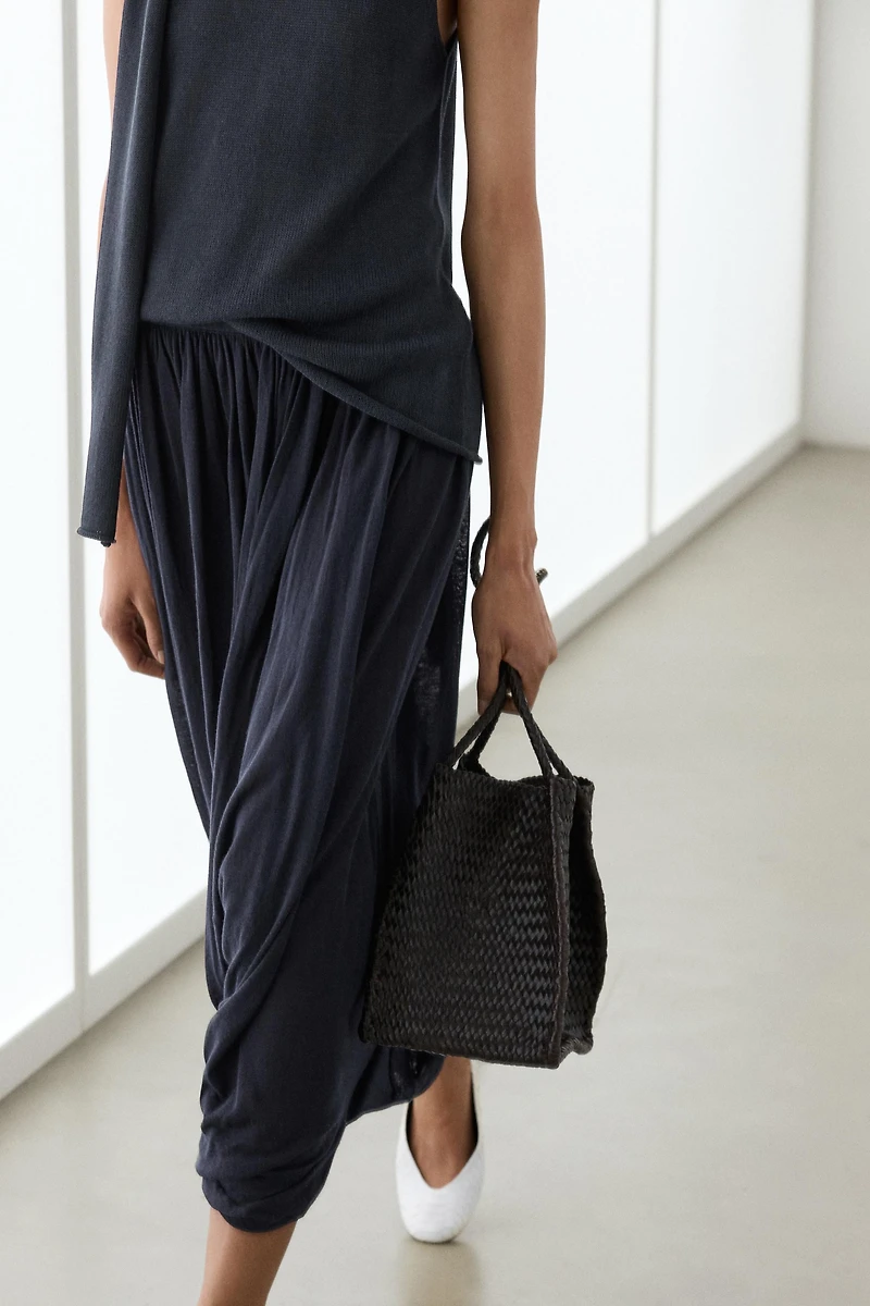 Draped balloon midi skirt