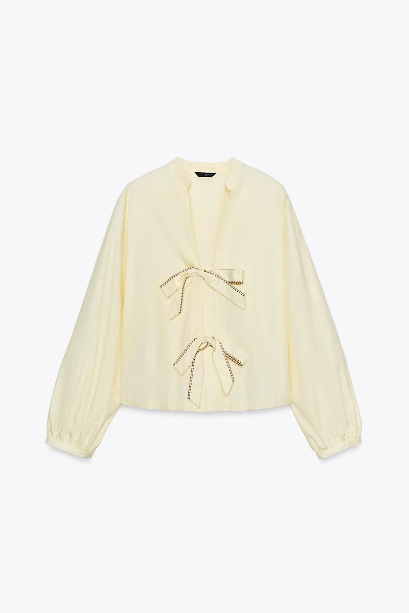 CHEMISE POPELINE RAYURES LACETS