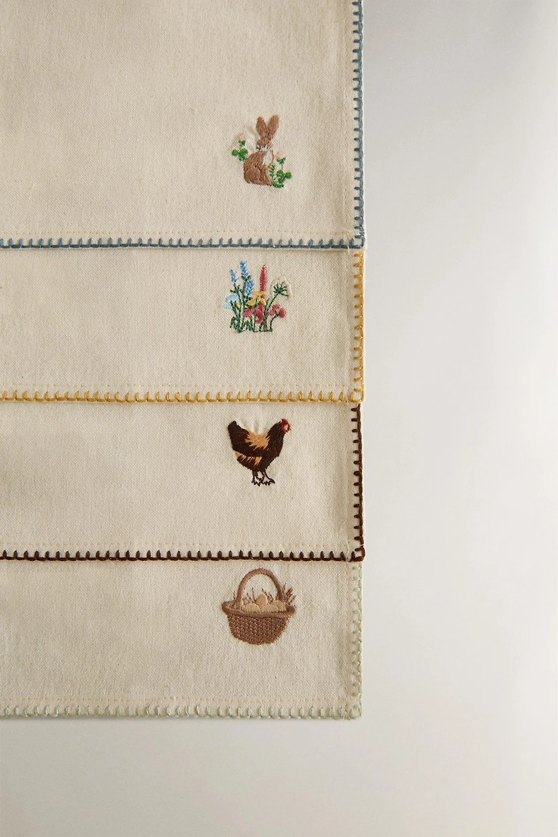 EMBROIDERED EASTER NAPKIN SET (PACK OF 4)