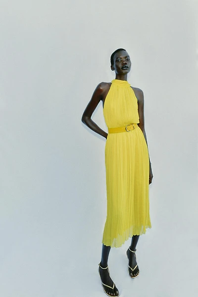 PLEATED MIDI DRESS