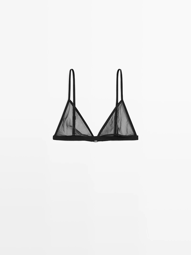 Semi-sheer mesh triangle bralette