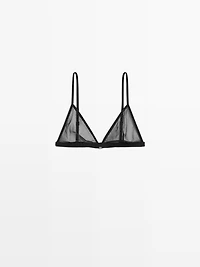 Semi-sheer mesh triangle bralette