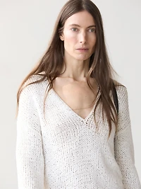 V-neck cutwork sweater