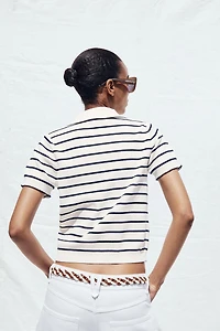 CONTRAST PIPING SHORT SLEEVE JUMPER