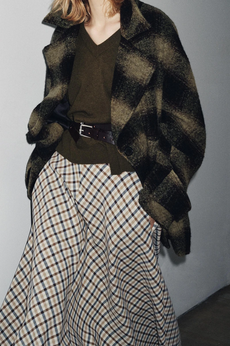 PLAID WOOL BLEND COAT ZW COLLECTION LIMITED EDITION