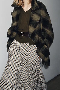 PLAID WOOL BLEND COAT ZW COLLECTION LIMITED EDITION