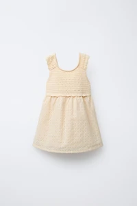 COMBINATION KNIT AND SWISS EMBROIDERED DRESS