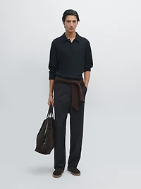 Polo manches longues texturé