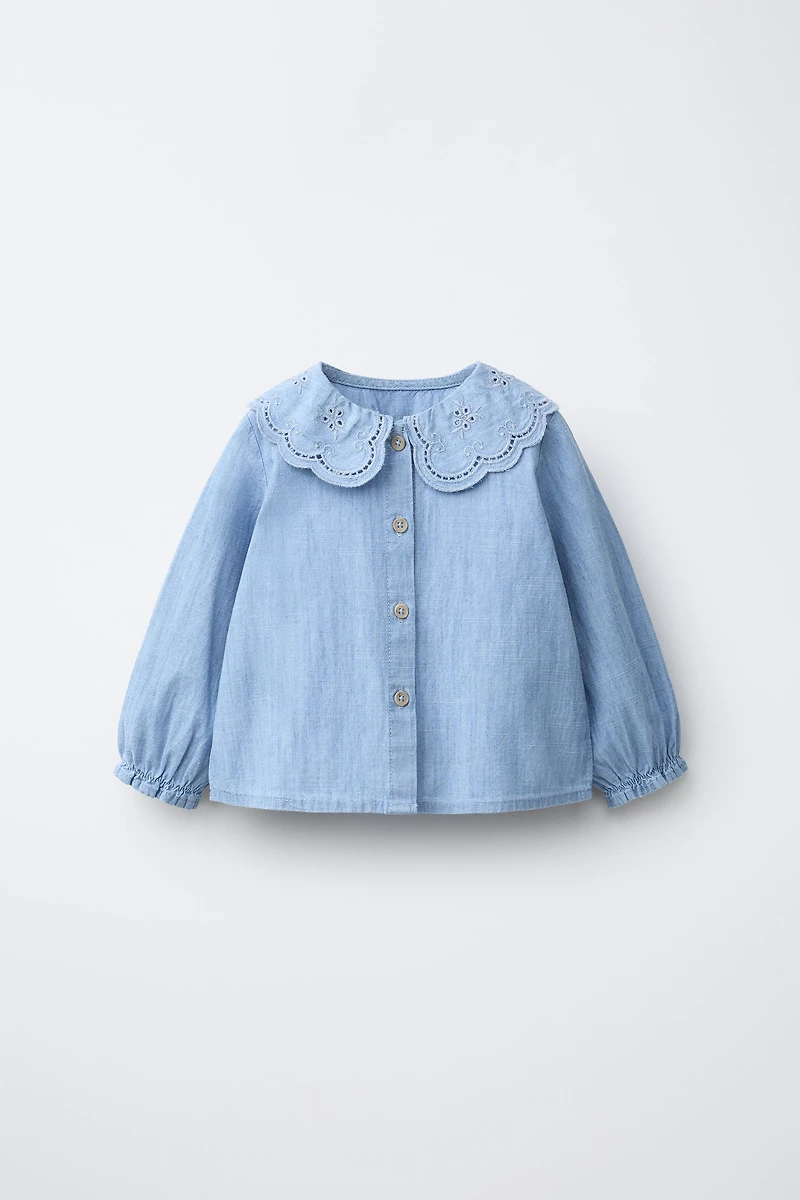 CHEMISE À COL CLAUDINE BRODÉE