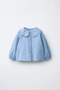 CHEMISE À COL CLAUDINE BRODÉE
