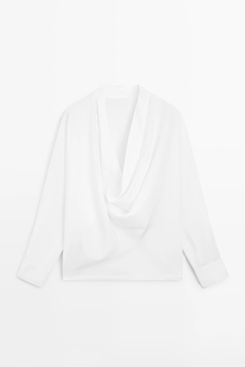 Flowing shirt with cowl neckline detail