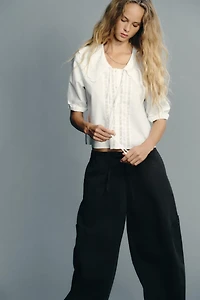 EMBROIDERED PETER PAN COLLAR SHIRT