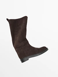 Bottes hautes en croûte de cuir