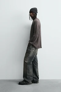 OPEN KNIT RIBBED SWEATER