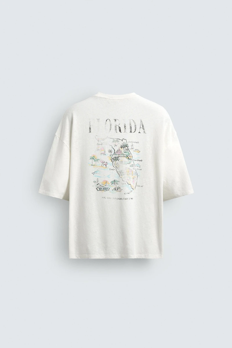 WASHED COTTON - LINEN FLORIDA T-SHIRT