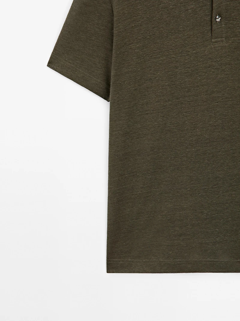 100% linen short sleeve polo shirt