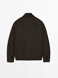 Wool jacket with double corduroy collar