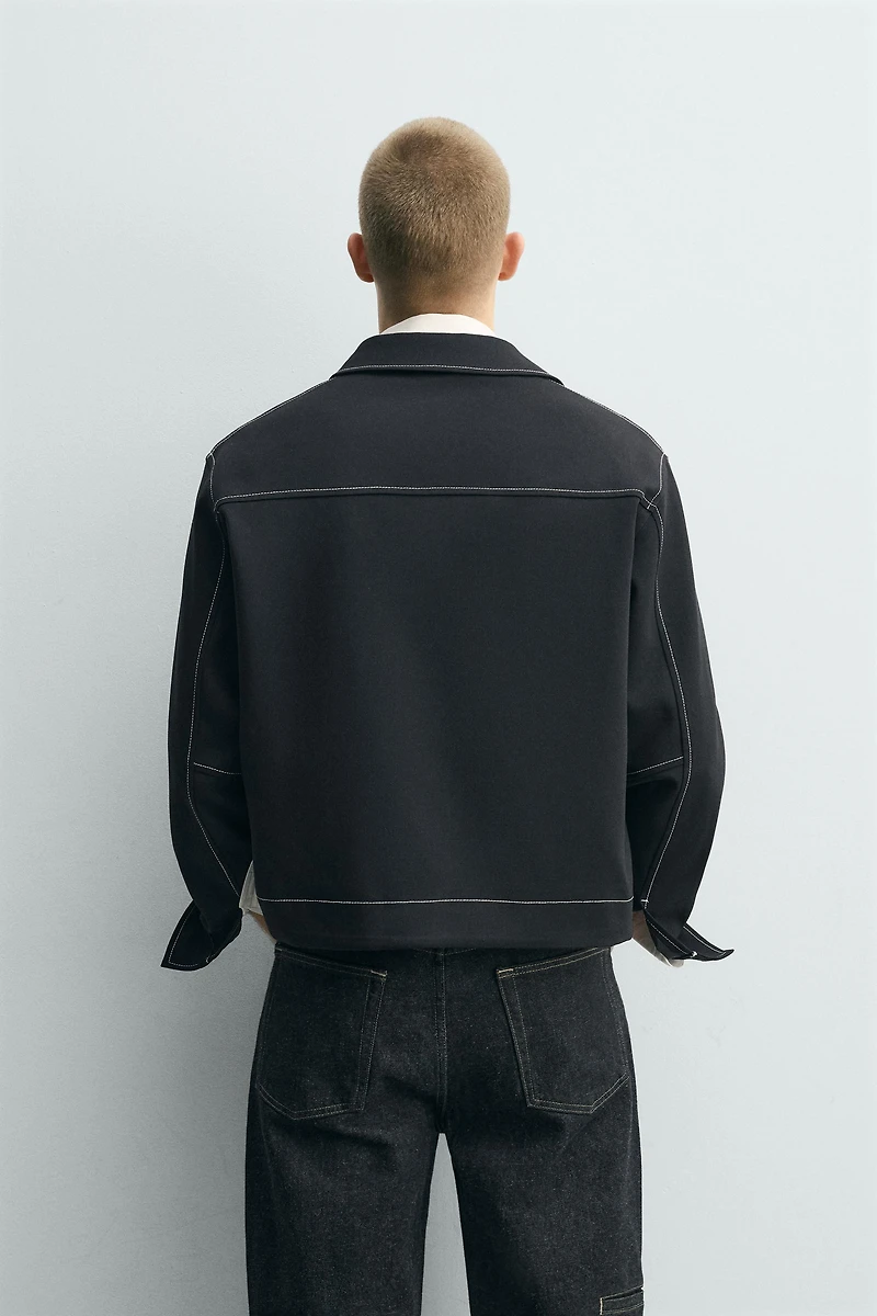 CONTRAST TOPSTITCHING OVERSHIRT