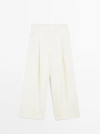 100% linen wide-leg trousers