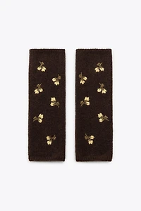 FLORAL EMBROIDERED KNIT MITTENS