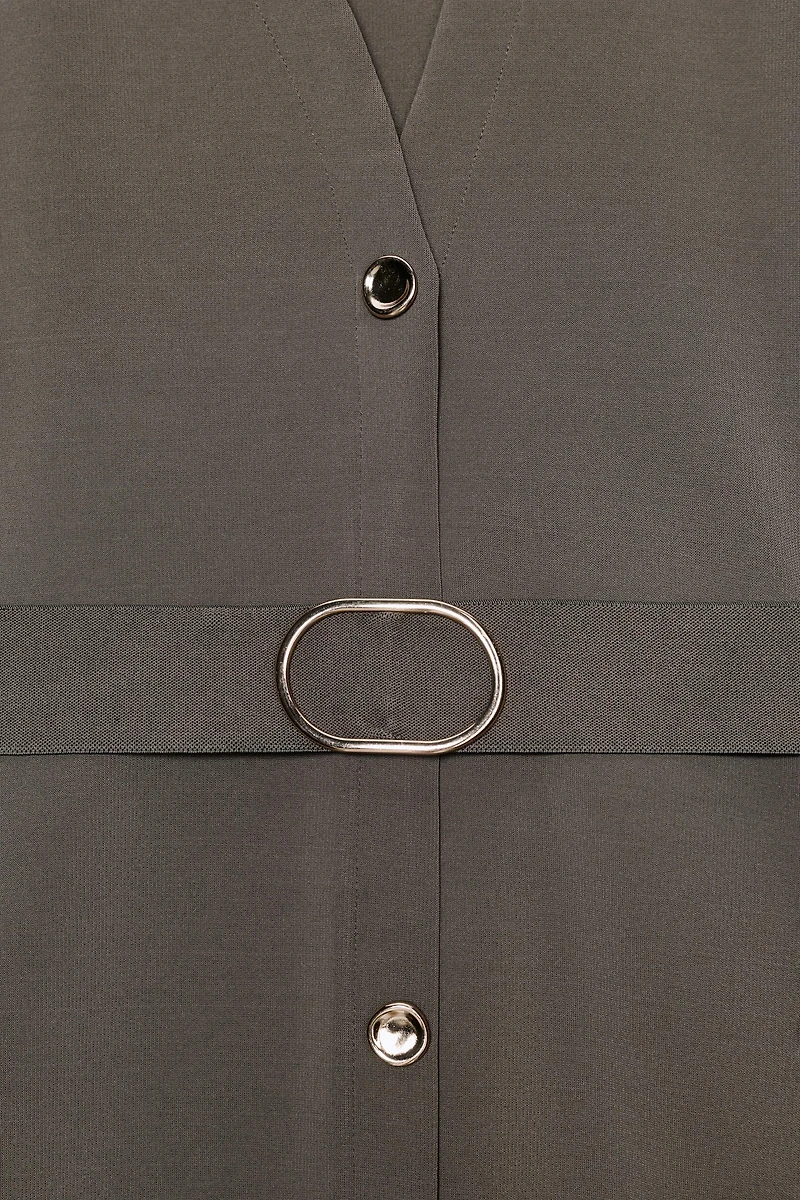 BELTED STRETCH MIDI DRESS