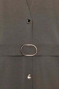 BELTED STRETCH MIDI DRESS