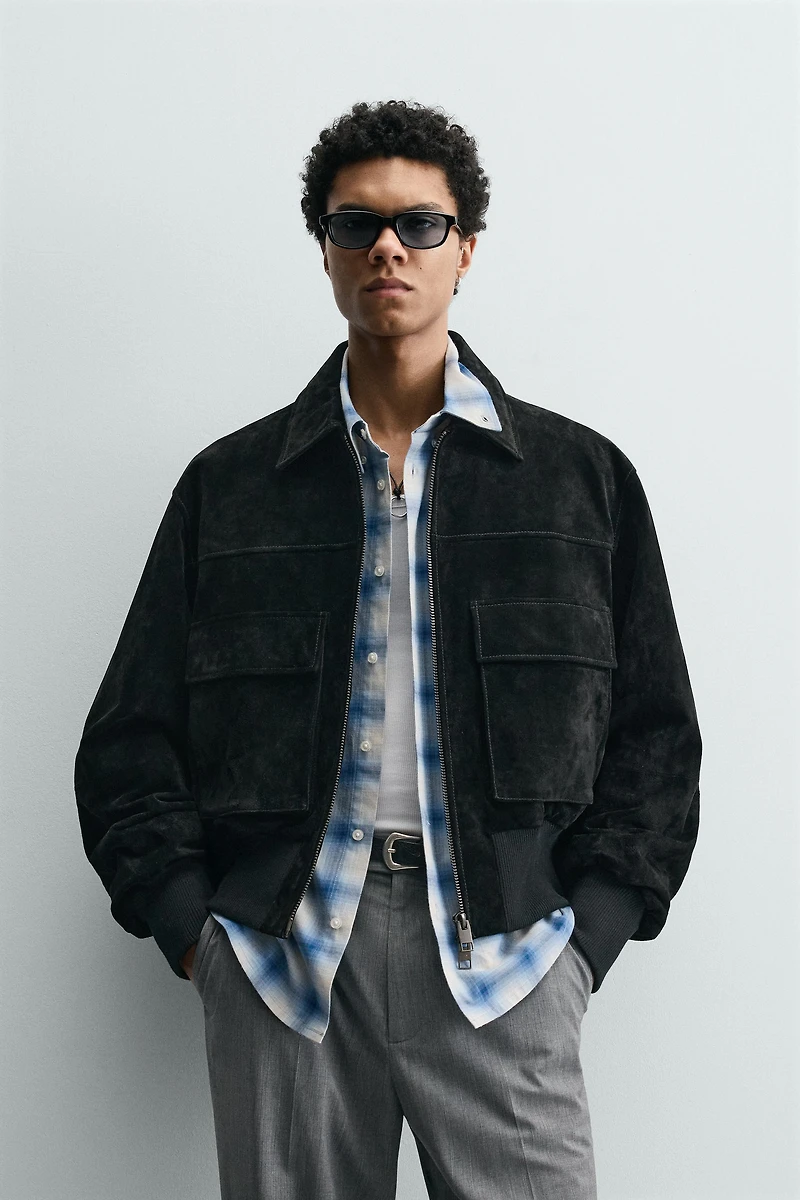 CROPPED SUEDE LEATHER JACKET