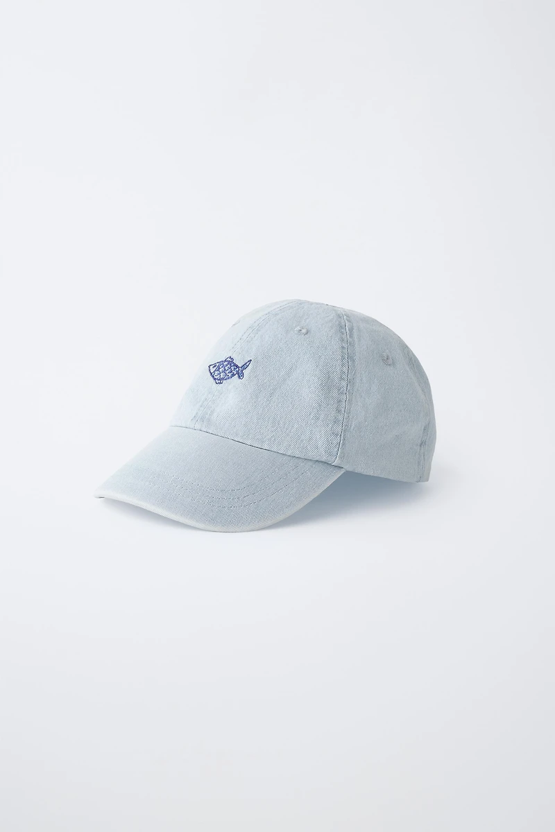 EMBROIDERED FISH DENIM CAP
