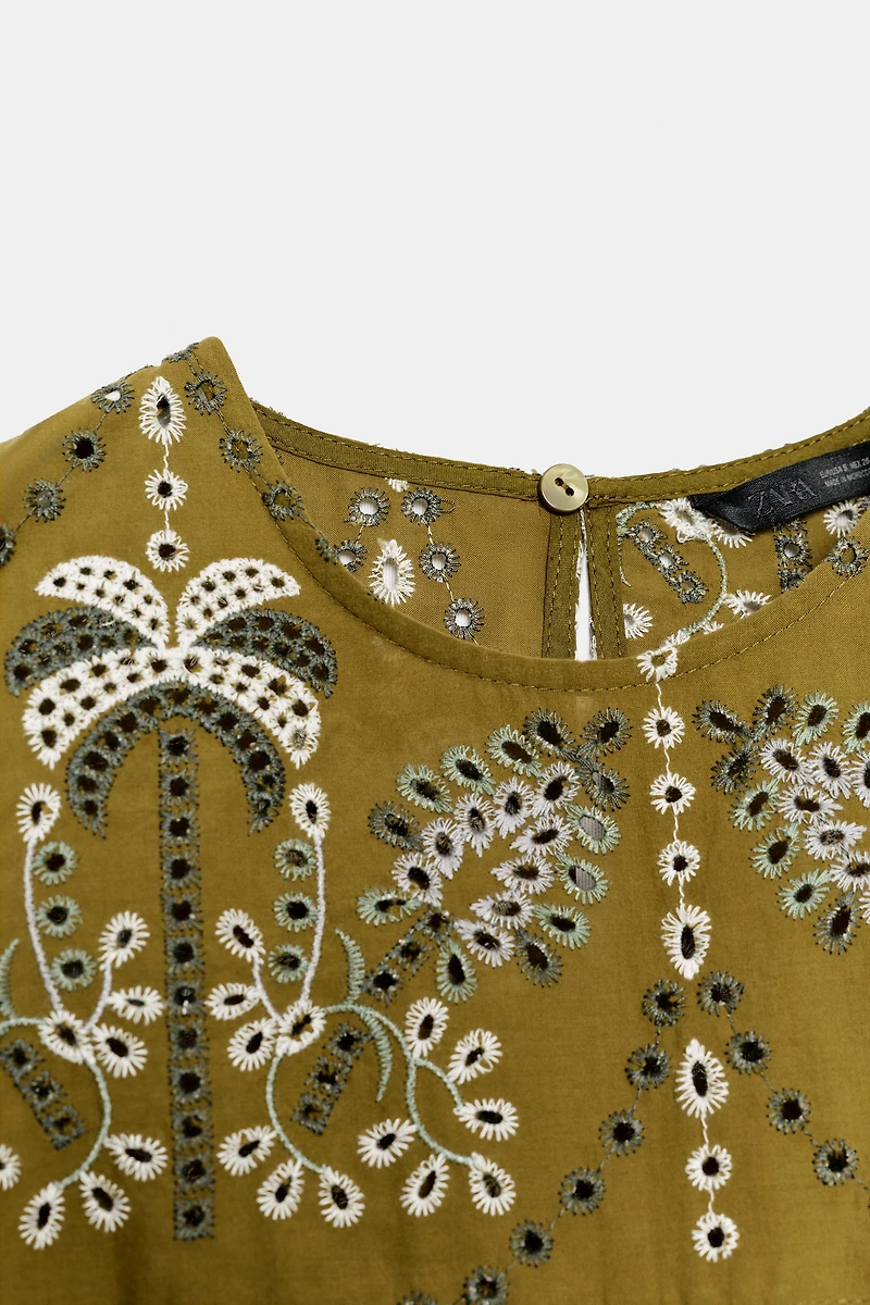 EYELET EMBROIDERED TOP