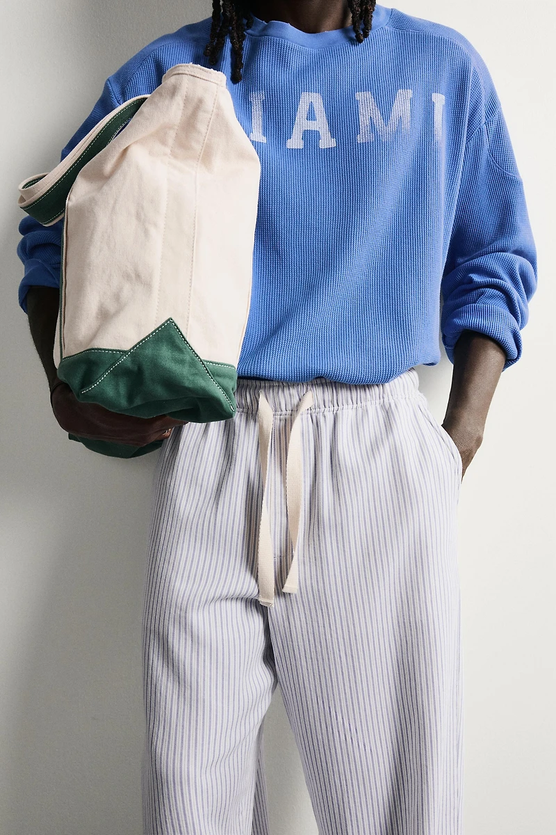 STRIPED WIDE FIT PANTS