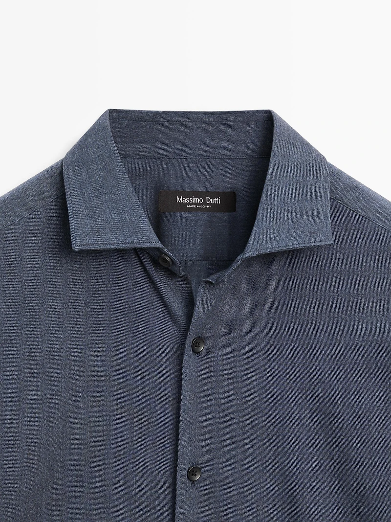 Chemise slim chinée en twill