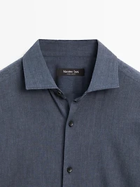 Chemise slim chinée en twill