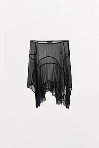 ASYMMETRIC LACE GEORGETTE SKIRT