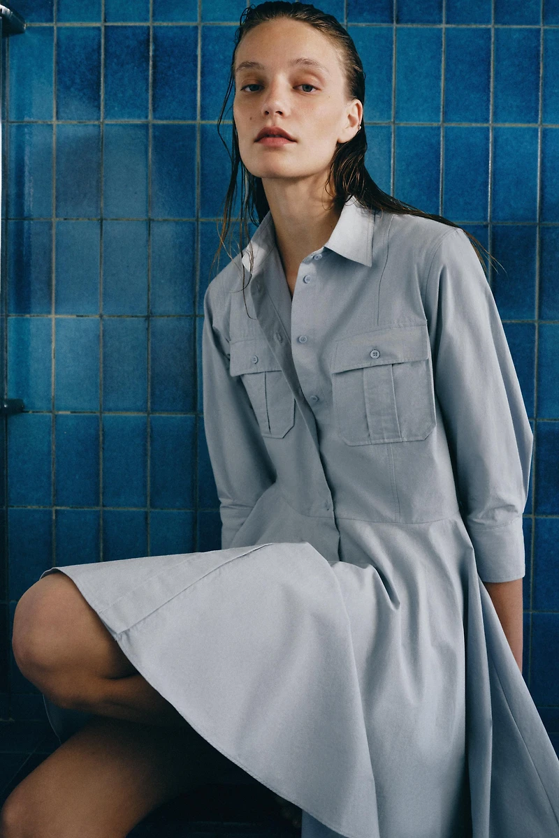ZW COLLECTION PLEATED SHIRT DRESS