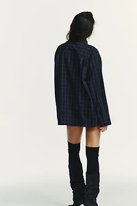 CHEMISE EN POPELINE À CARREAUX AVEC FOULARD