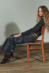 PATENT EFFECT KITTEN HEEL ANKLE BOOTS