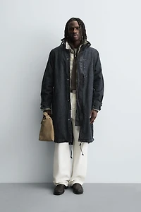 WASHED DENIM RELAXED FIT COAT