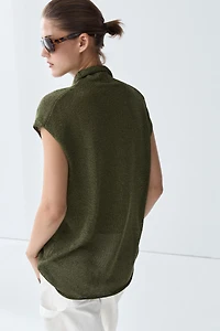 Draped high neck knit top