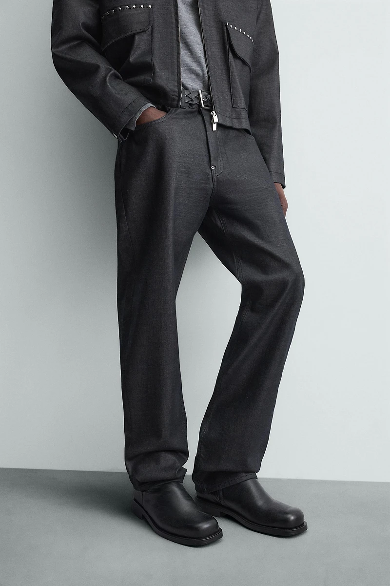 WAXED FINISH STRAIGHT FIT JEANS