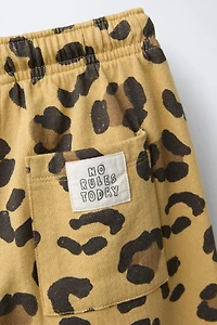 ANIMAL PRINT PLUSH STRAIGHT PANTS