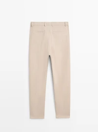 Cotton twill pants with elasticated waistband