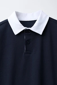 CONTRAST COLLAR ELBOW PATCH POLO SHIRT