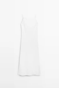 Robe midi encolure droite 100 % lin