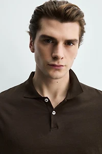 POLO REGULAR FIT EN COTON STRUCTURÉ