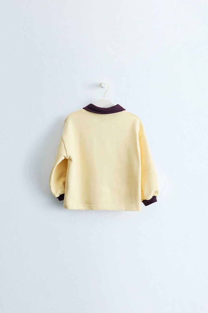 ZARA TIMELESS - CONTRAST POLO COLLAR SWEATSHIRT