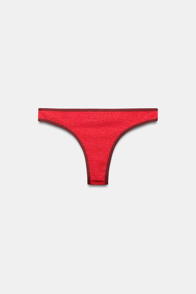 CONTRAST TEXTURED BIKINI BOTTOMS