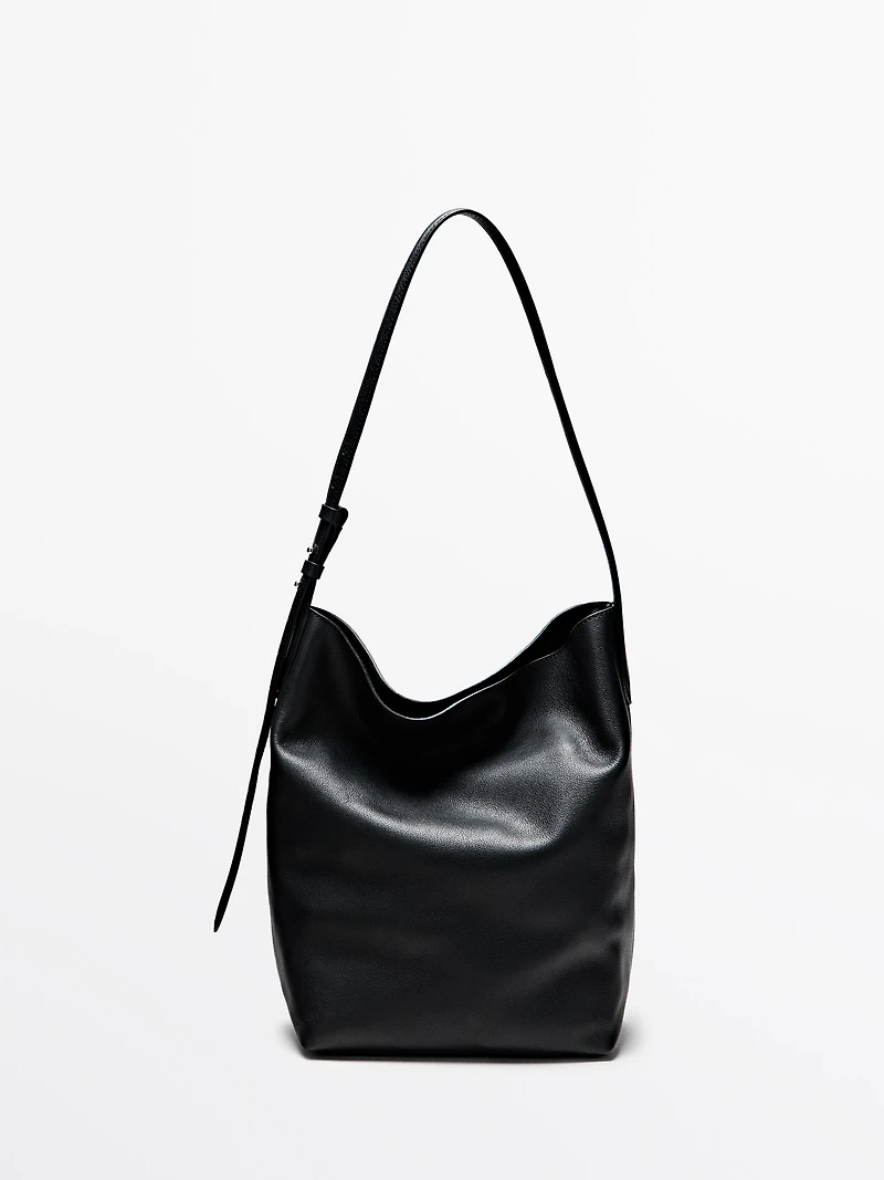 Nappa leather bucket bag