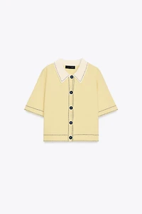 STITCH DETAIL KNIT POLO JACKET